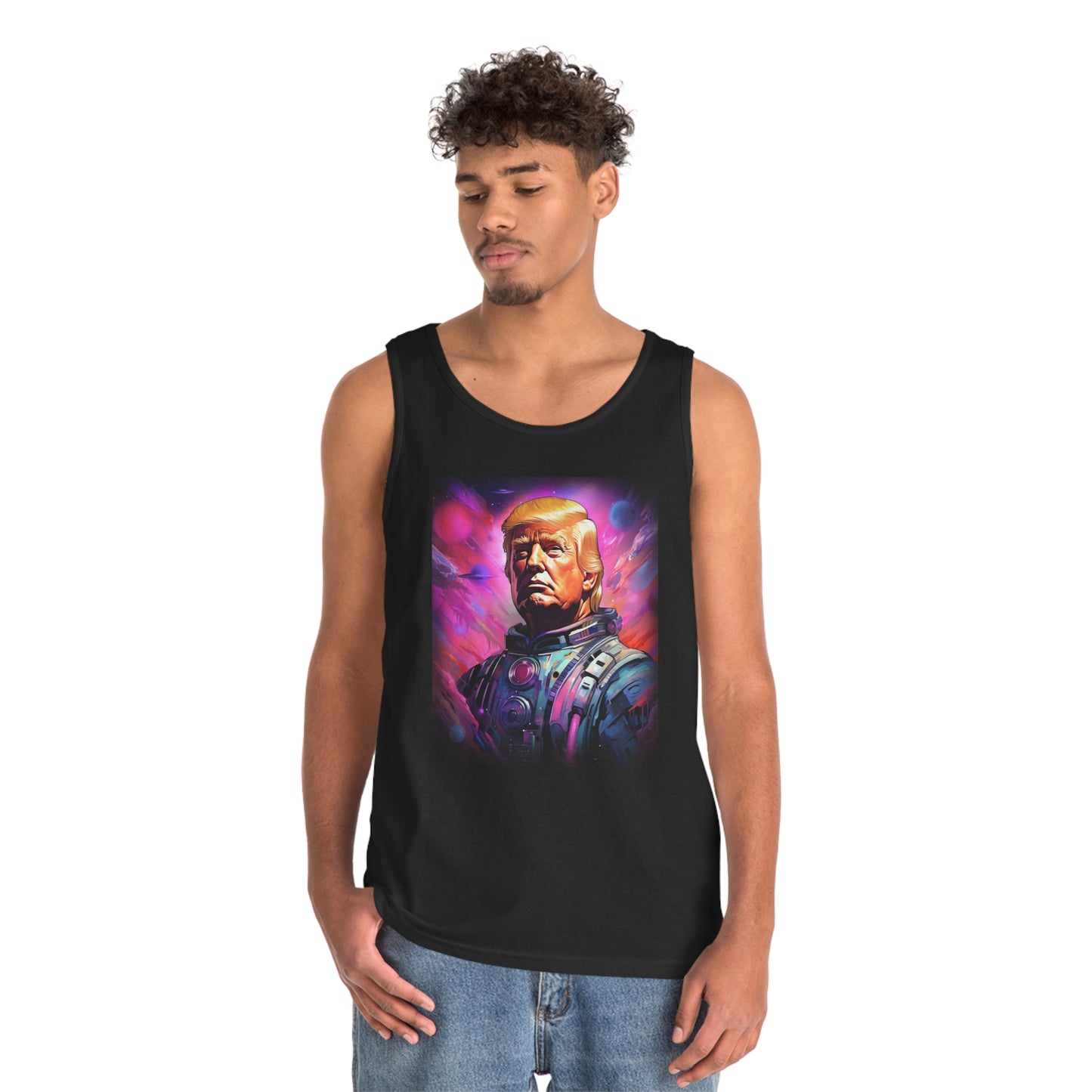 Space Force Black Cotton Tank Top